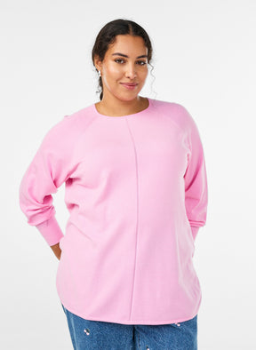 Zizzi Ella Soft Knit Jumper in Pink 