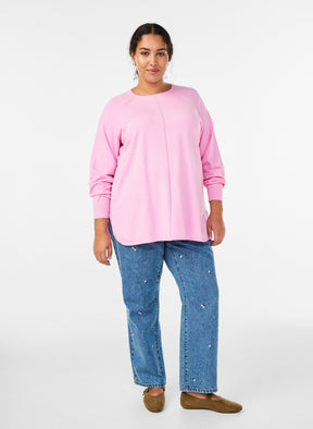 Zizzi Ella Soft Knit Jumper in Pink 
