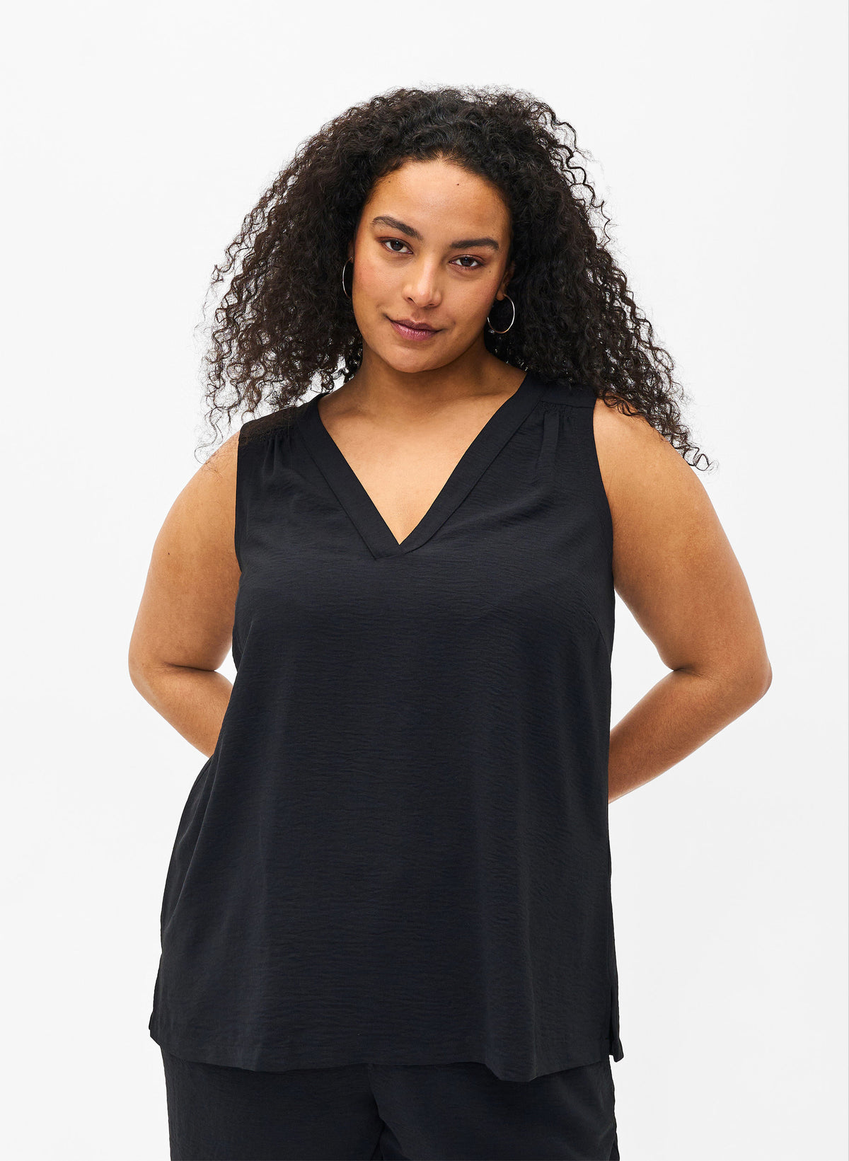 Zizzi Fikka Sleeveless Top in Black 