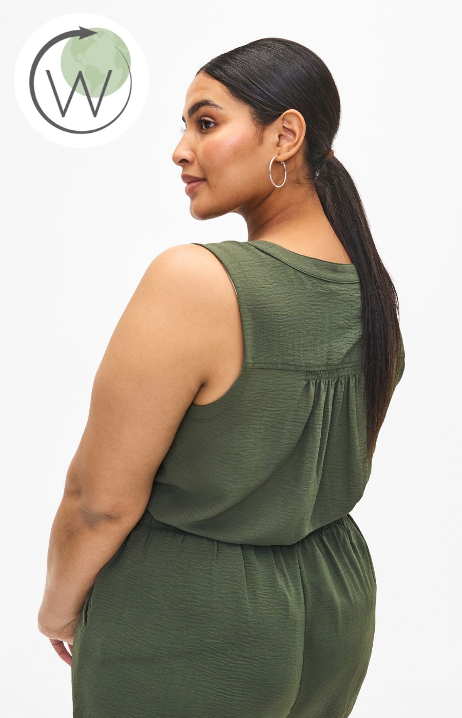 Zizzi Fikka Sleeveless Top in Khaki