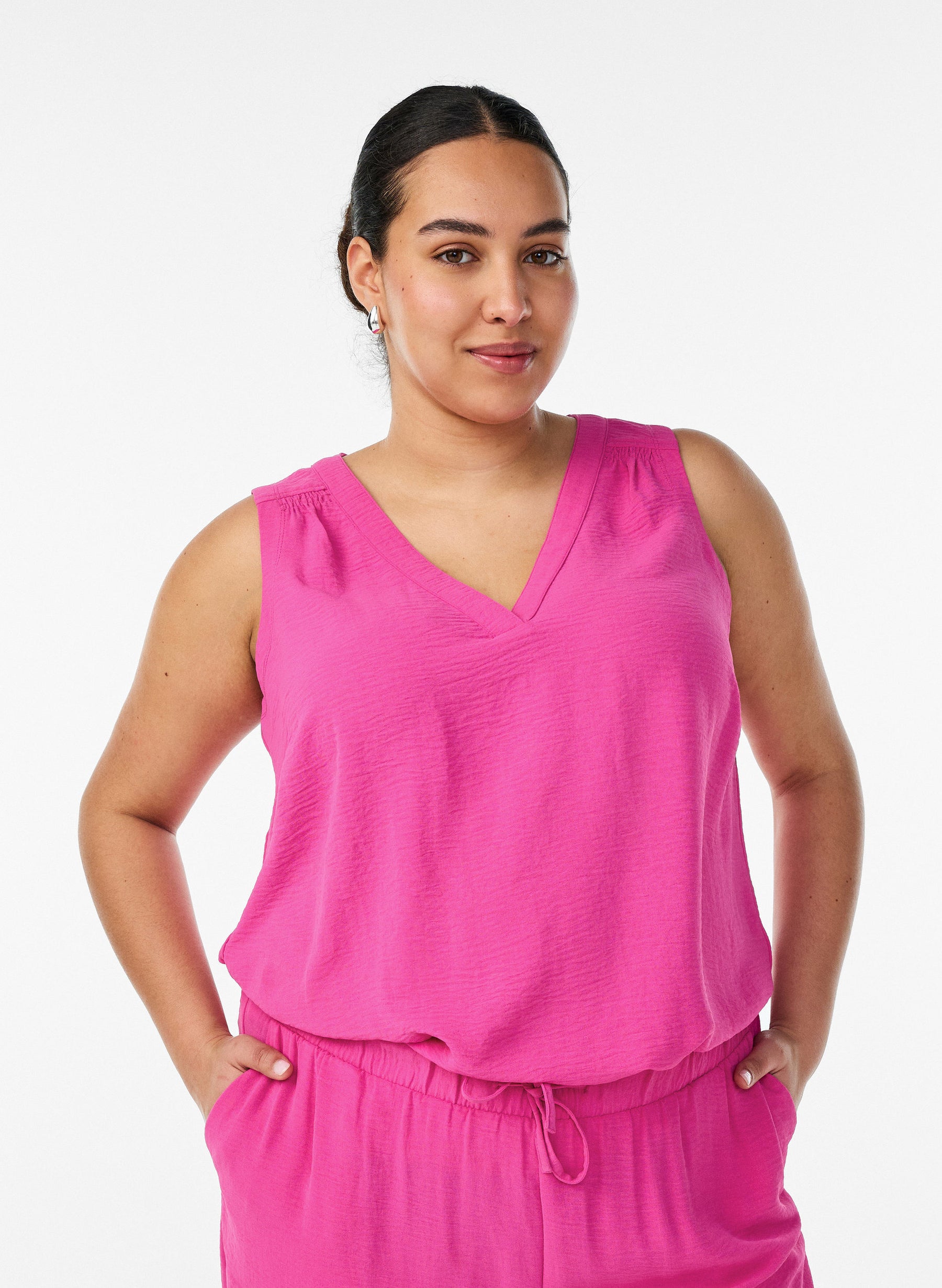 Zizzi Fikka Sleeveless Top in Raspberry Rose 