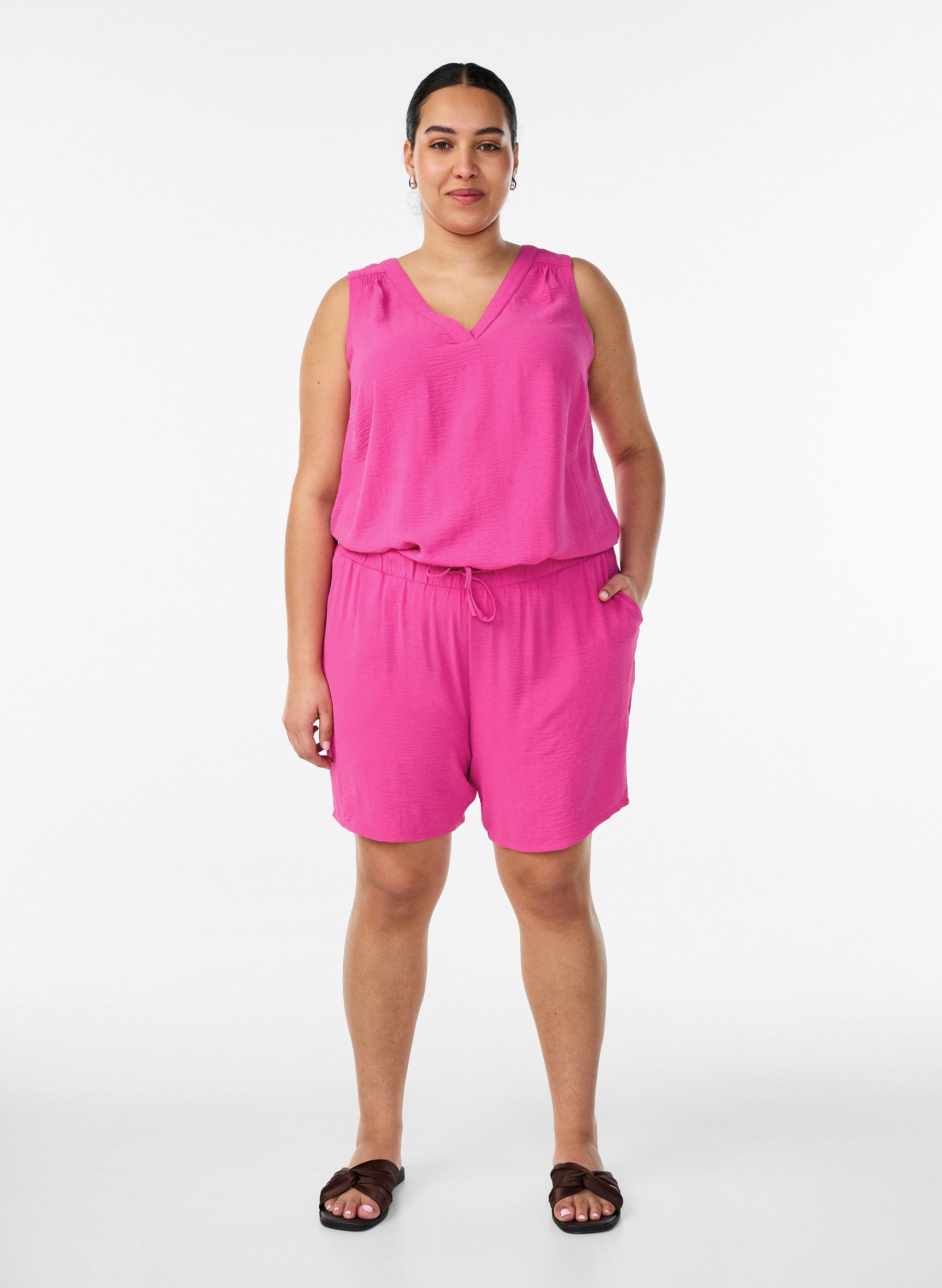Zizzi Fikka Sleeveless Top in Raspberry Rose 