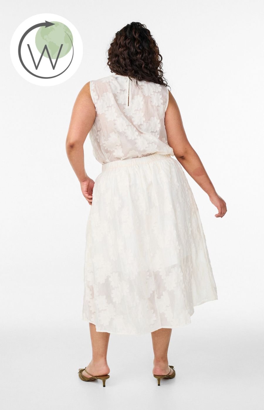 Zizzi Florina Skirt in Cream 