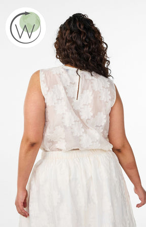 Zizzi Florina Sleeveless Top in Cream 