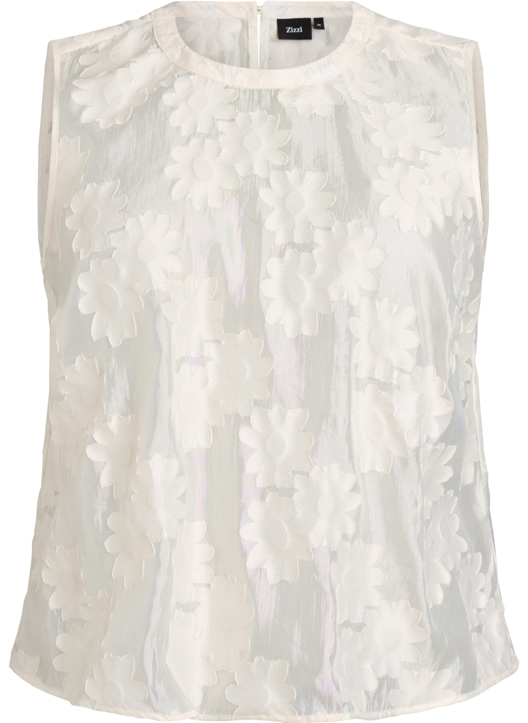 Zizzi Florina Sleeveless Top in Cream  