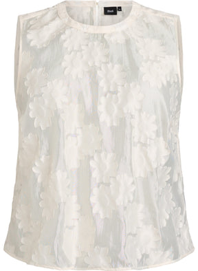 Zizzi Florina Sleeveless Top in Cream  