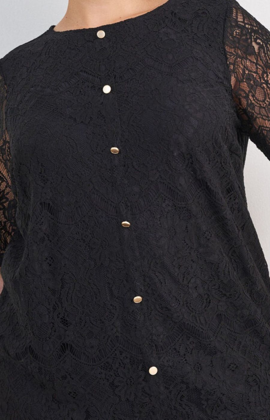 Zizzi Freja Lace Blouse in Black 