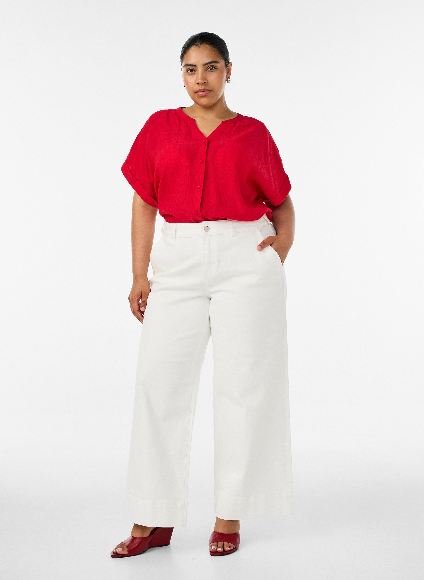 Zizzi Gippi Top in Lipstick Red 
