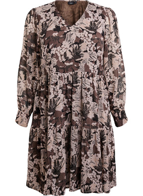 Zizzi Karina Dress in Brown