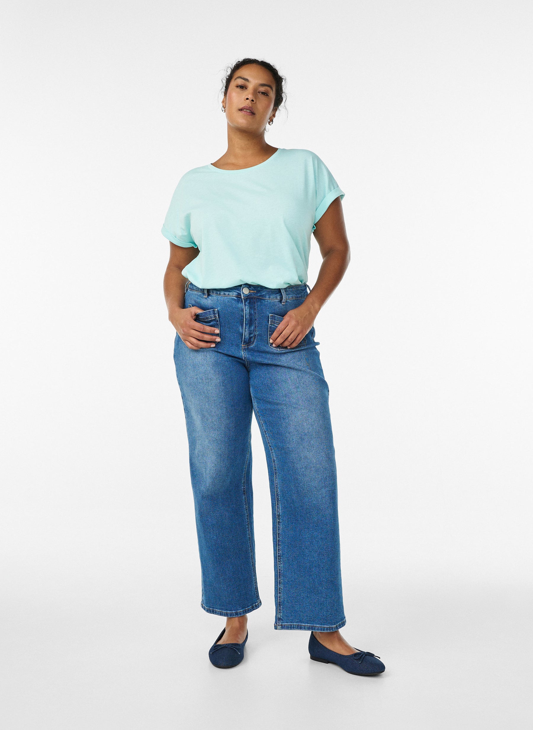 Zizzi Katja T-Shirt in Blue Tint