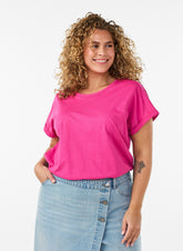 Zizzi Katja T-Shirt in Fuchsia Fedora 