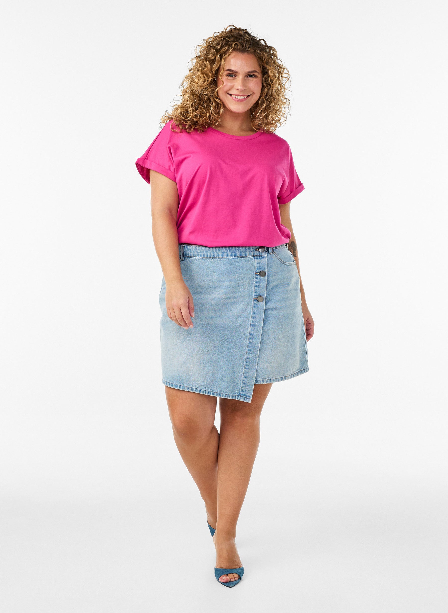 Zizzi Katja T-Shirt in Fuchsia Fedora 