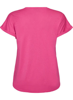 Zizzi Katja T-Shirt in Fuchsia Fedora 