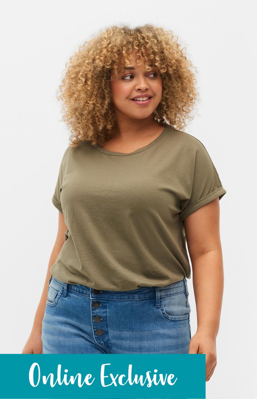 Zizzi Katja T-Shirt in Khaki