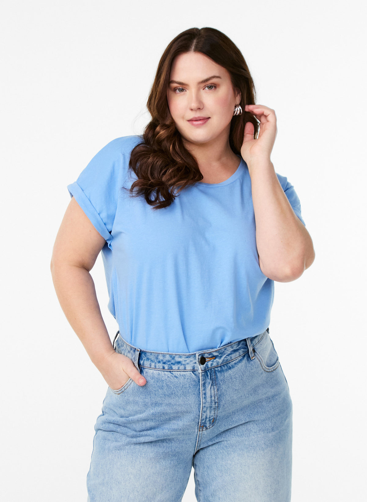 Zizzi Katja T-Shirt in Light Blue