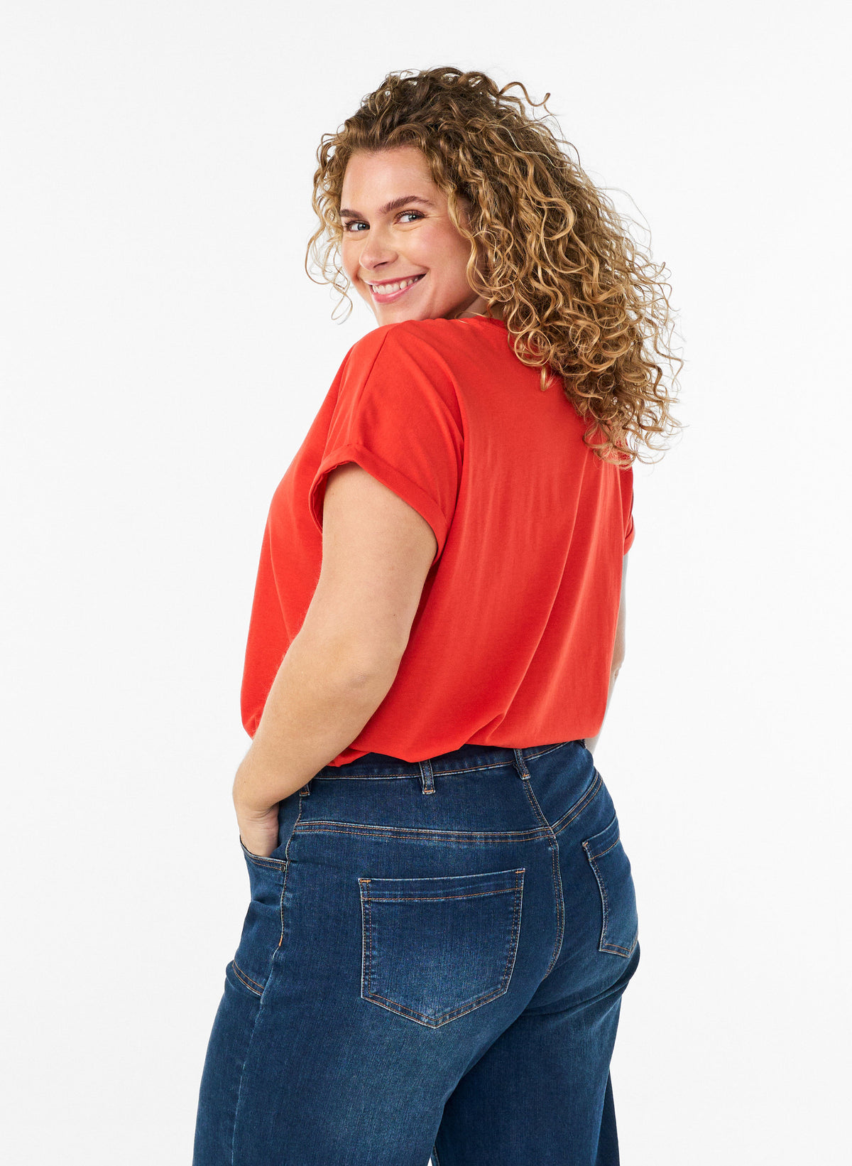 Zizzi Katja T-Shirt in Poinciana 