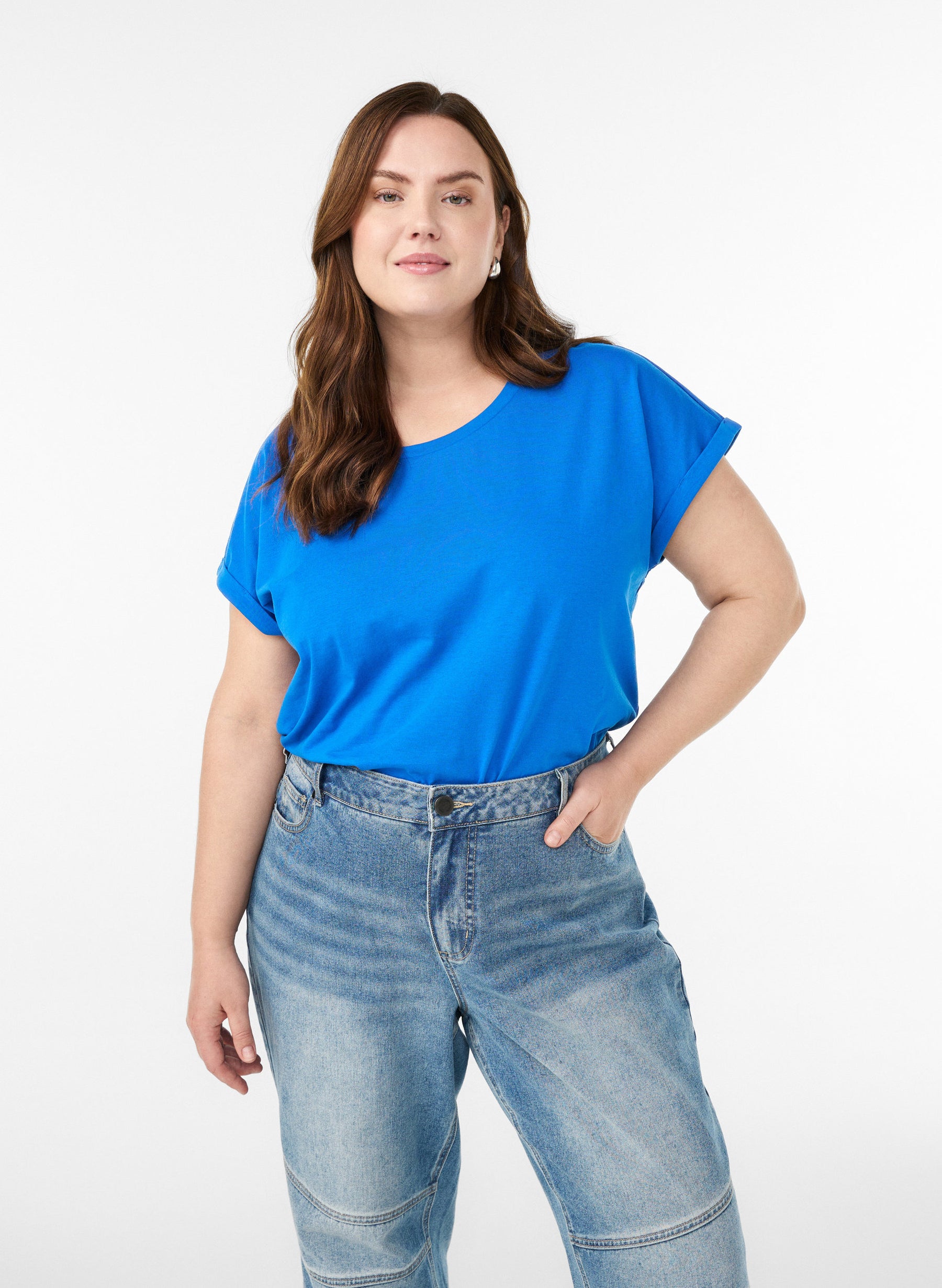 Zizzi Katja T-Shirt in Victoria Blue