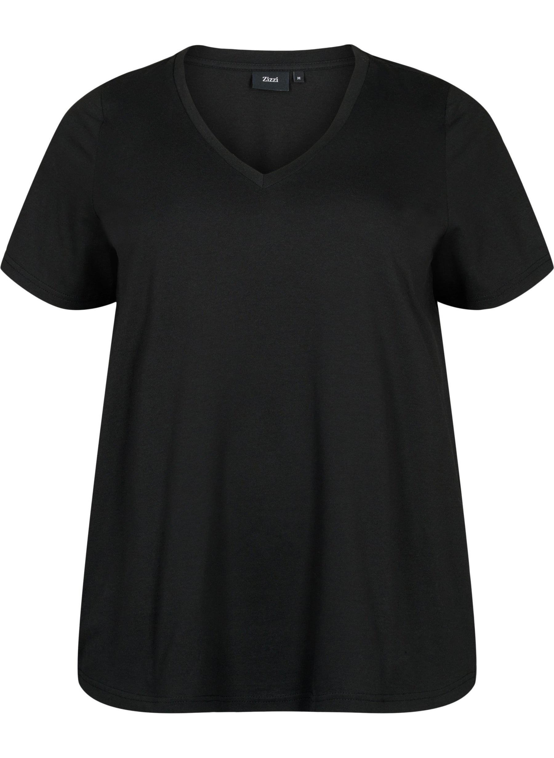 Zizzi Katja V-Neck T-Shirt in Black 