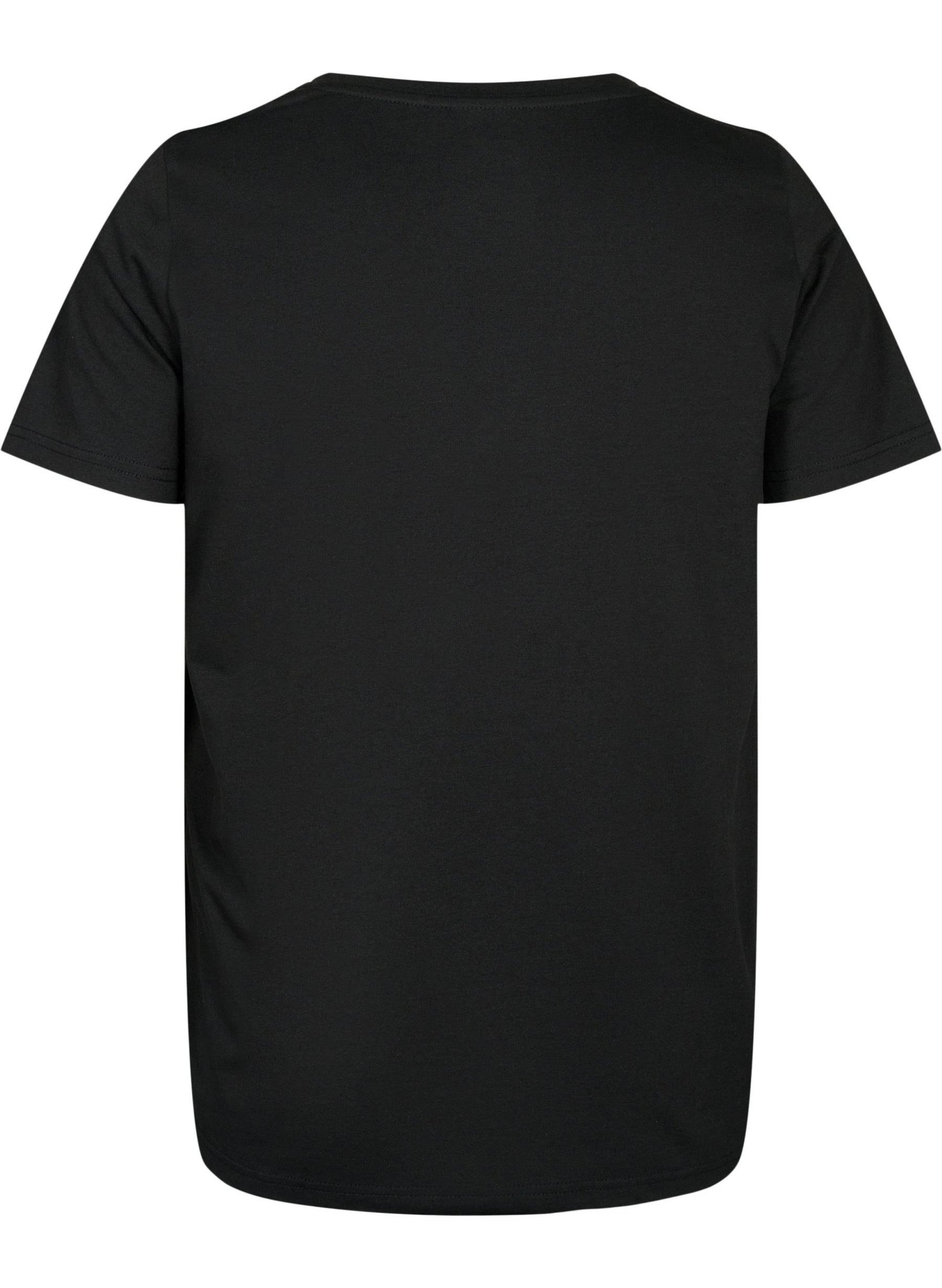 Zizzi Katja V-Neck T-Shirt in Black 
