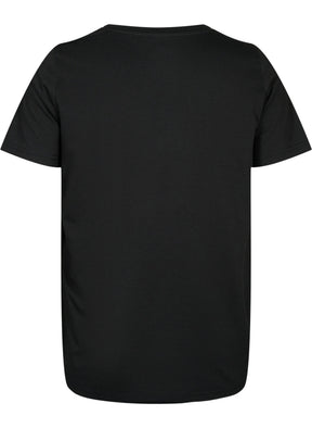 Zizzi Katja V-Neck T-Shirt in Black 