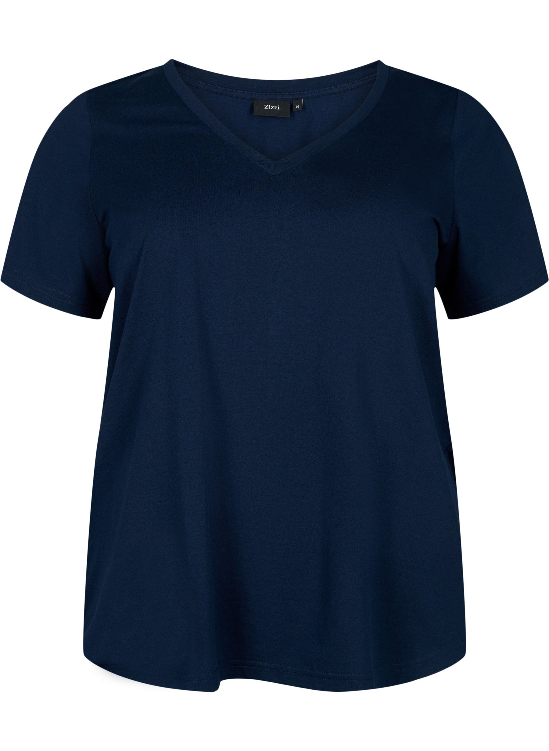 Zizzi Katja V-Neck T-Shirt in Navy 