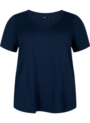 Zizzi Katja V-Neck T-Shirt in Navy 