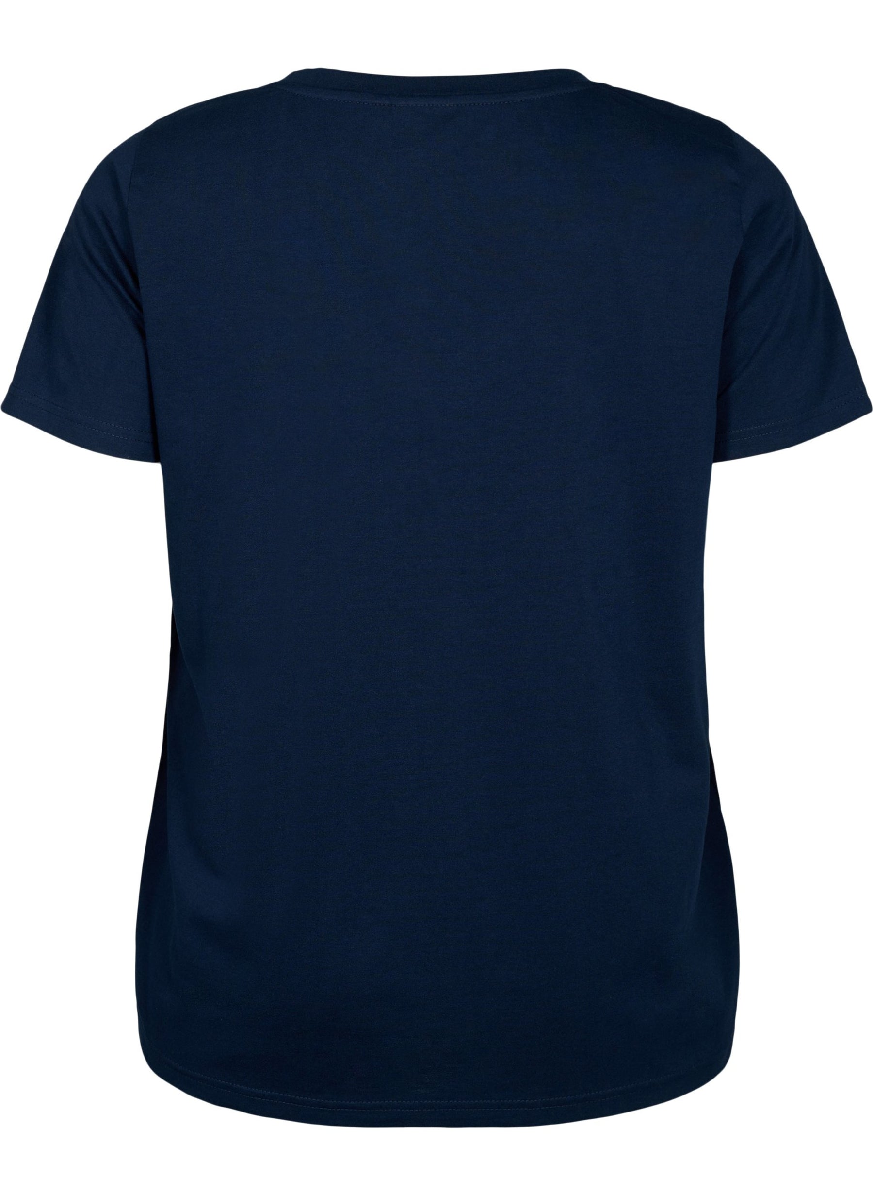 Zizzi Katja V-Neck T-Shirt in Navy 