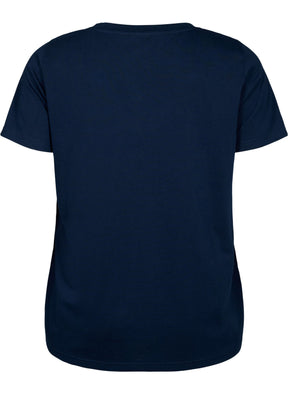 Zizzi Katja V-Neck T-Shirt in Navy 