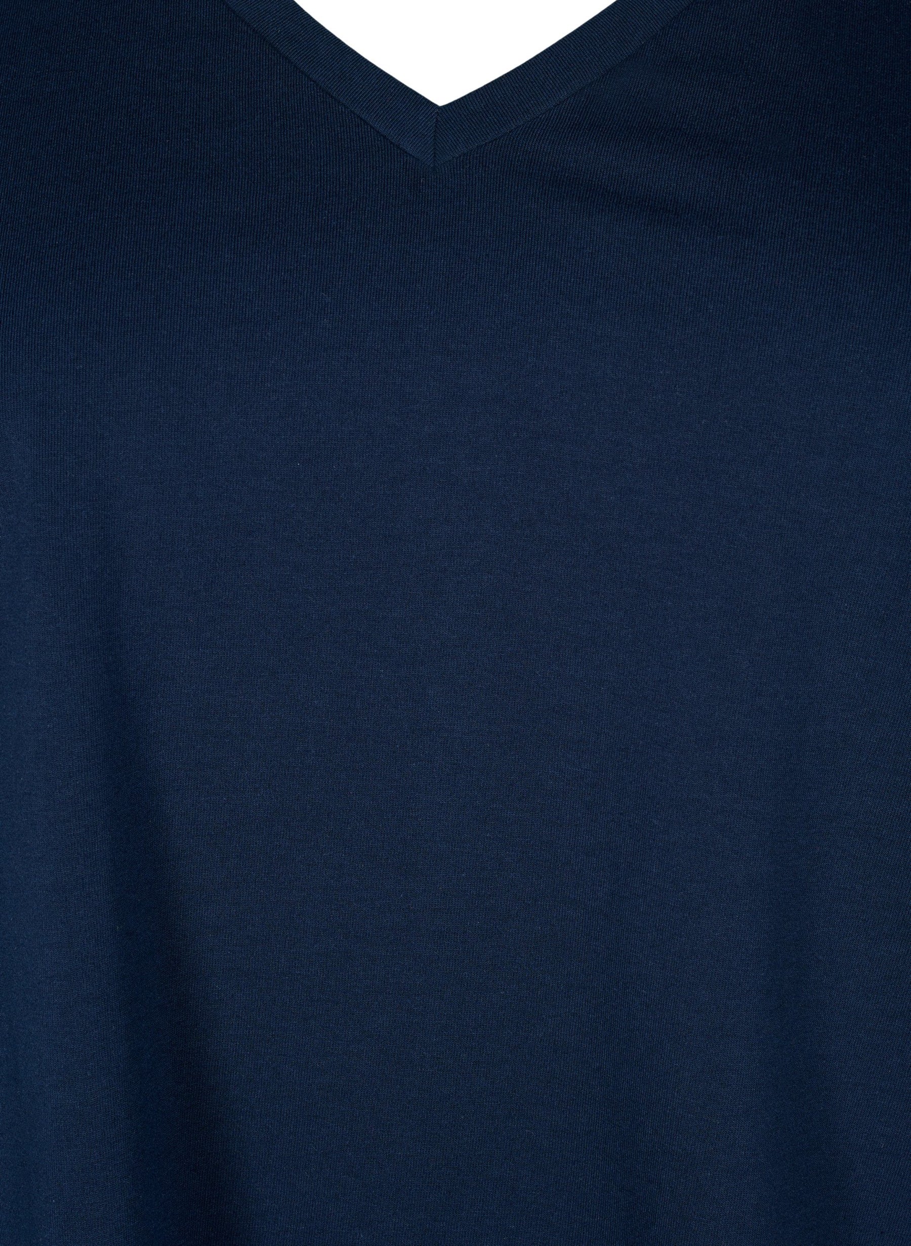 Zizzi Katja V-Neck T-Shirt in Navy 