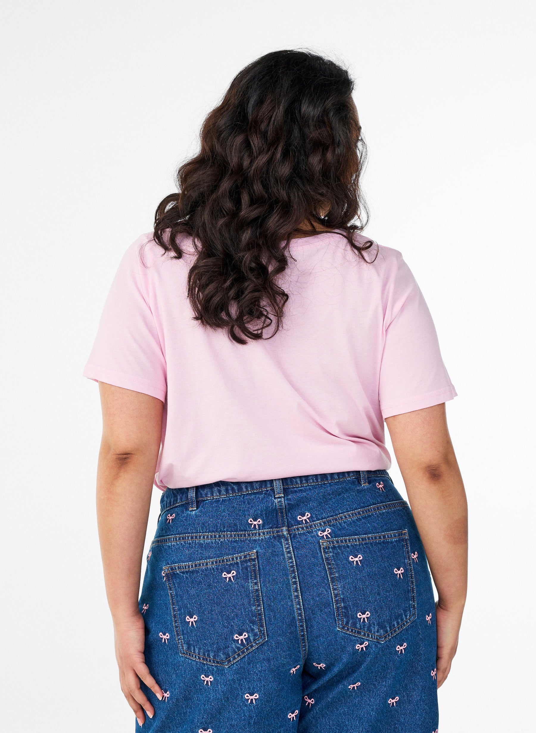 Zizzi Katja V-Neck T-Shirt in Pink 