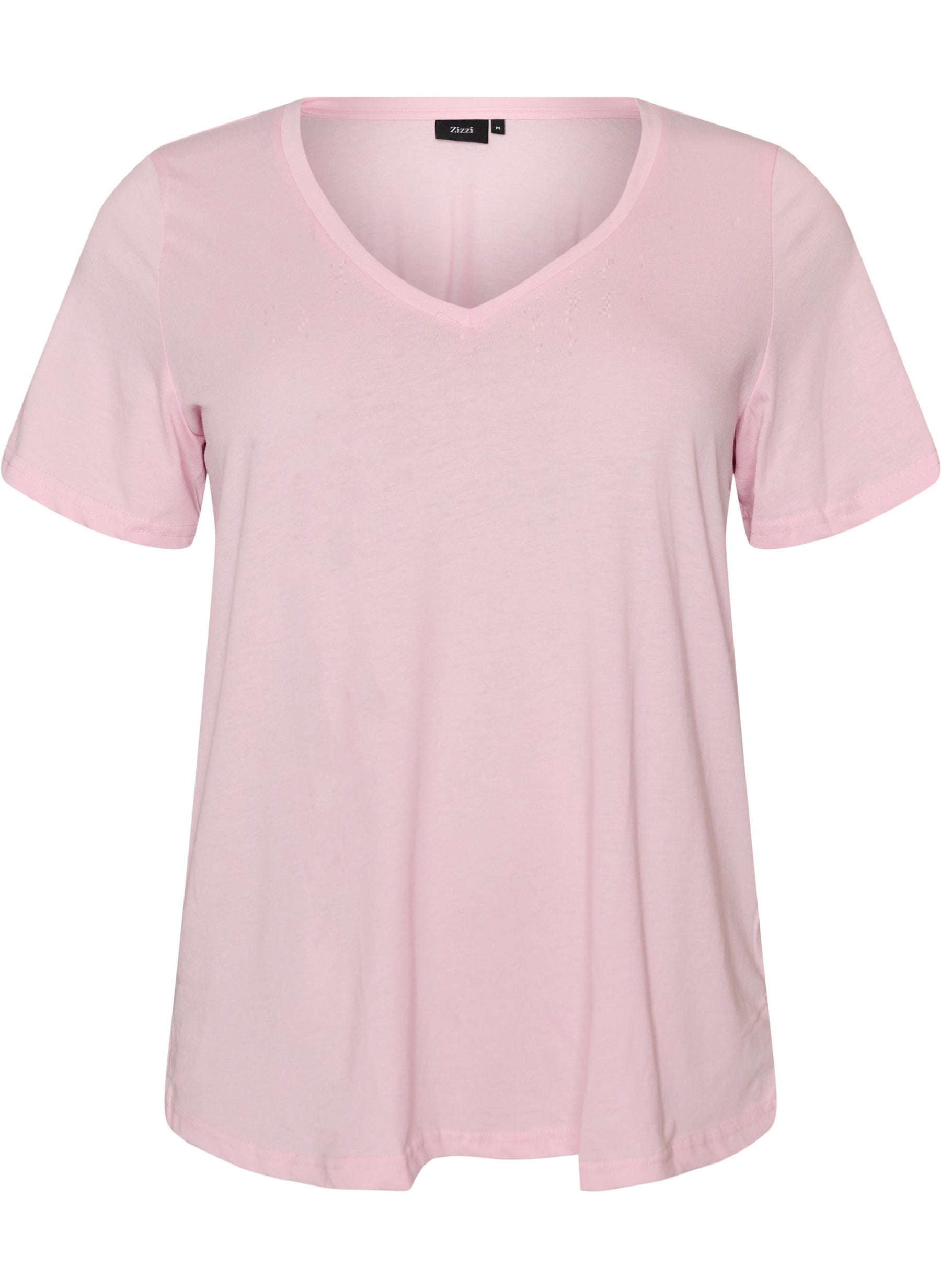 Zizzi Katja V-Neck T-Shirt in Pink 