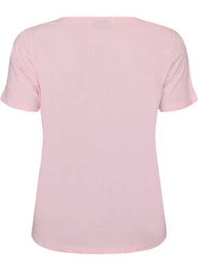 Zizzi Katja V-Neck T-Shirt in Pink 