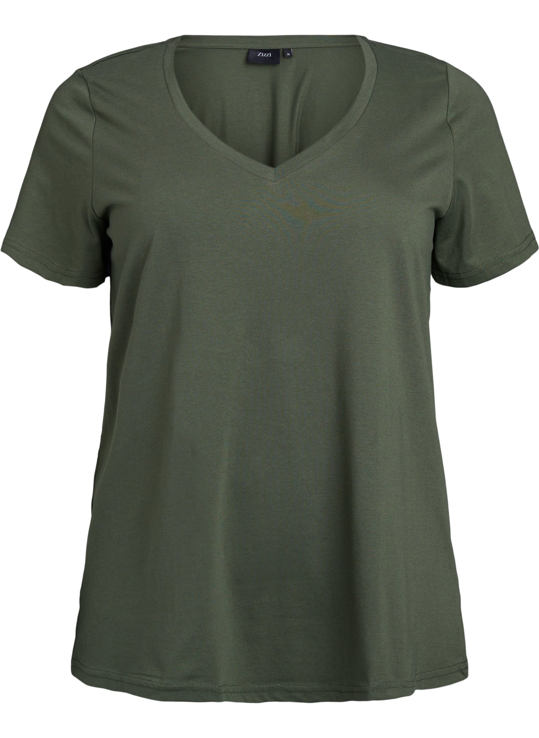 Zizzi Katja V-Neck T-Shirt in Thyme 
