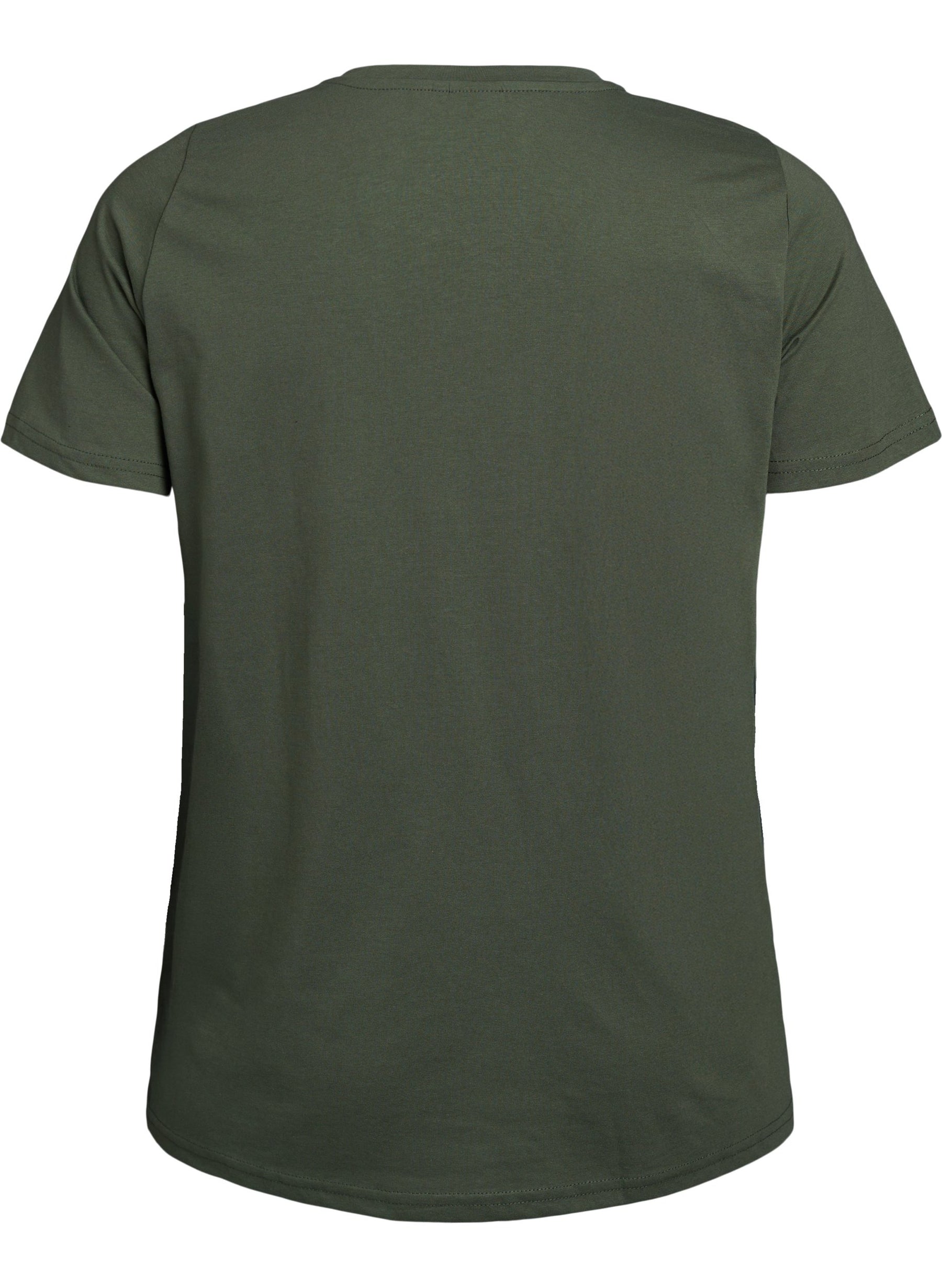Zizzi Katja V-Neck T-Shirt in Thyme 