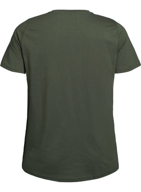 Zizzi Katja V-Neck T-Shirt in Thyme 