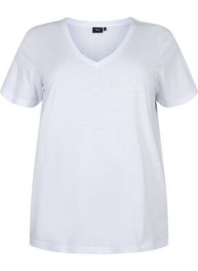 Zizzi Katja V-Neck T-Shirt in White