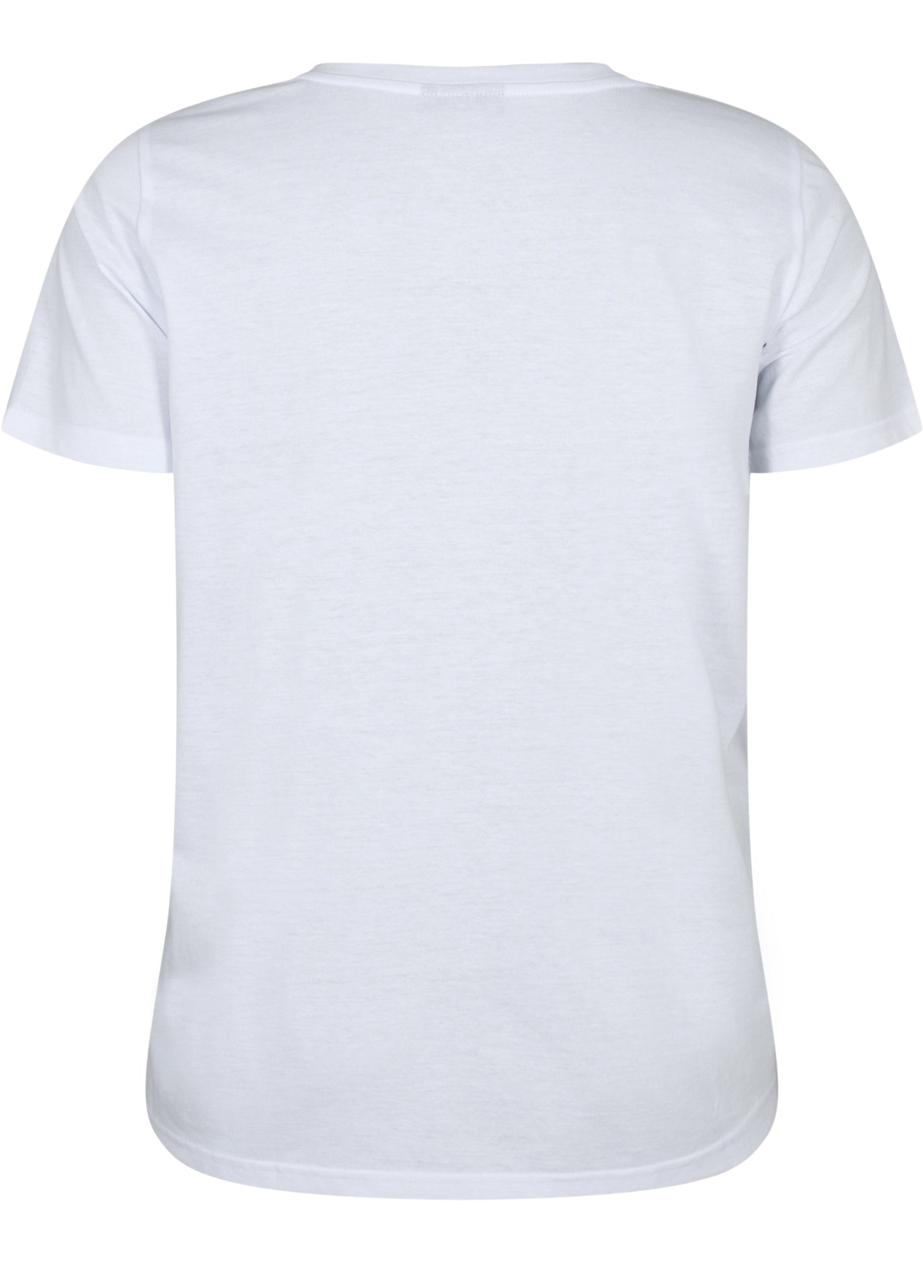 Zizzi Katja V-Neck T-Shirt in White 