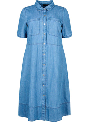 Zizzi Kianta Dress in Light Blue Denim