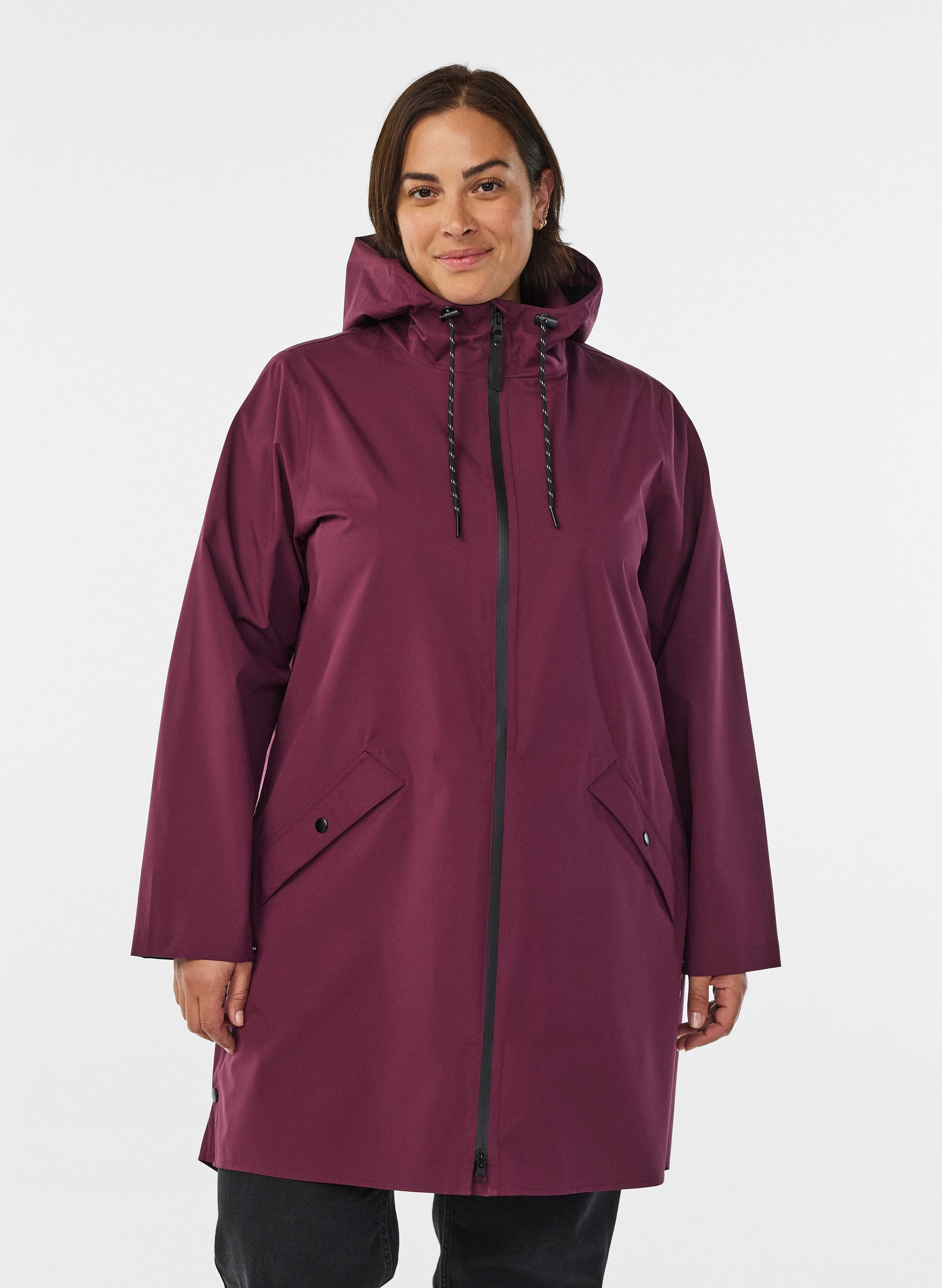Zizzi Lara Rain Jacket in Fig 
