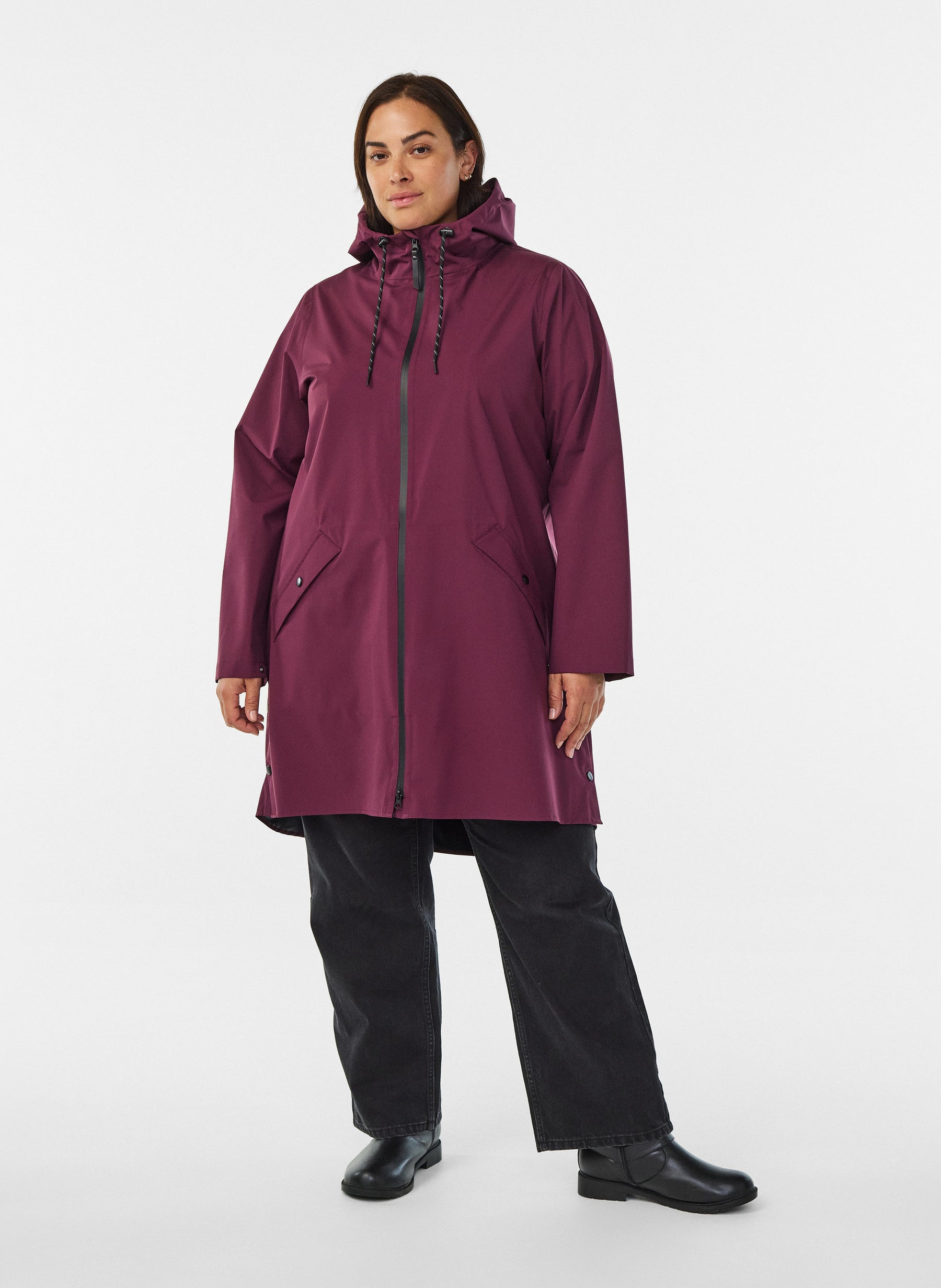 Zizzi Lara Rain Jacket in Fig 