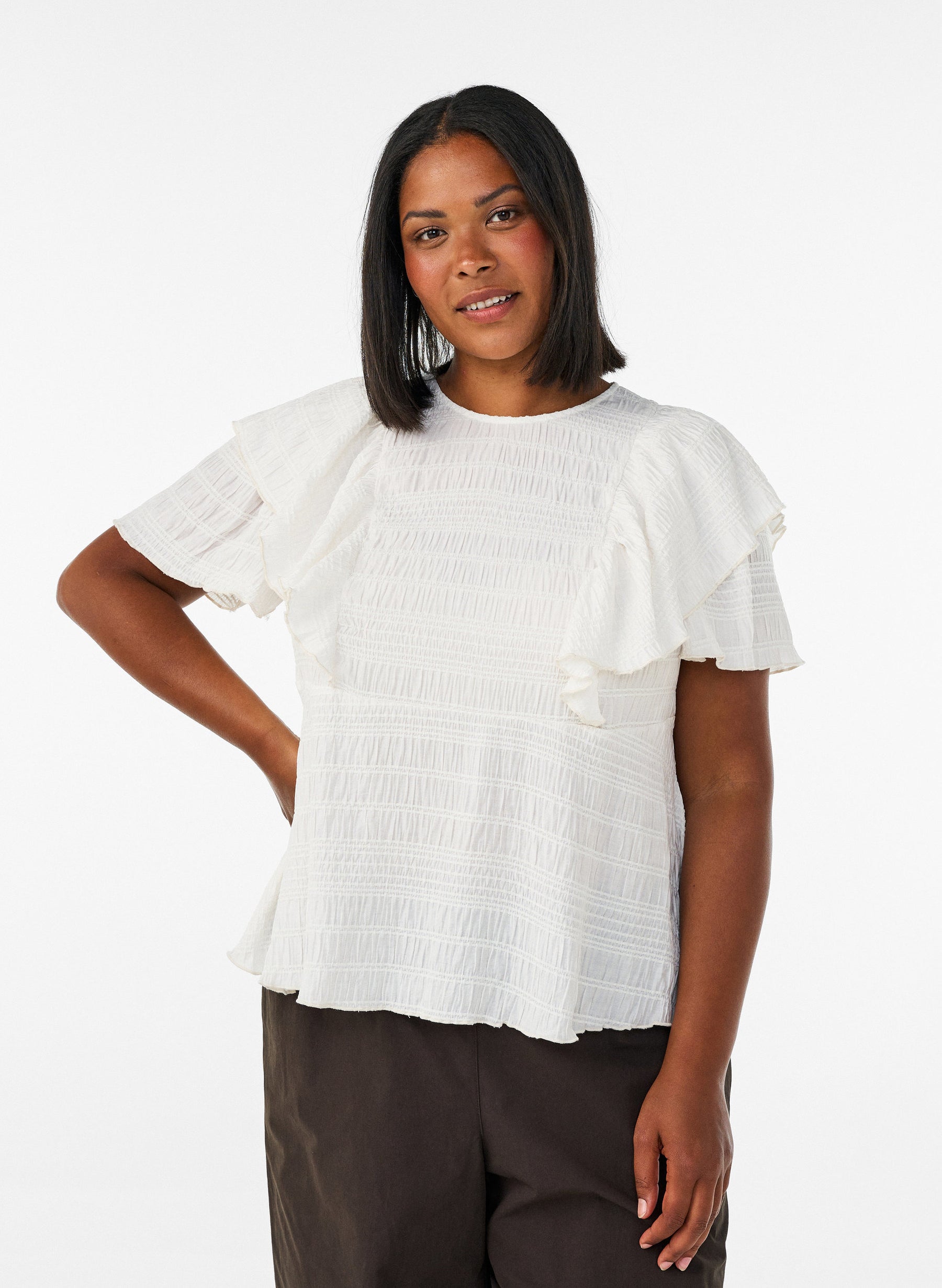 Zizzi Liddy Blouse in Cream 