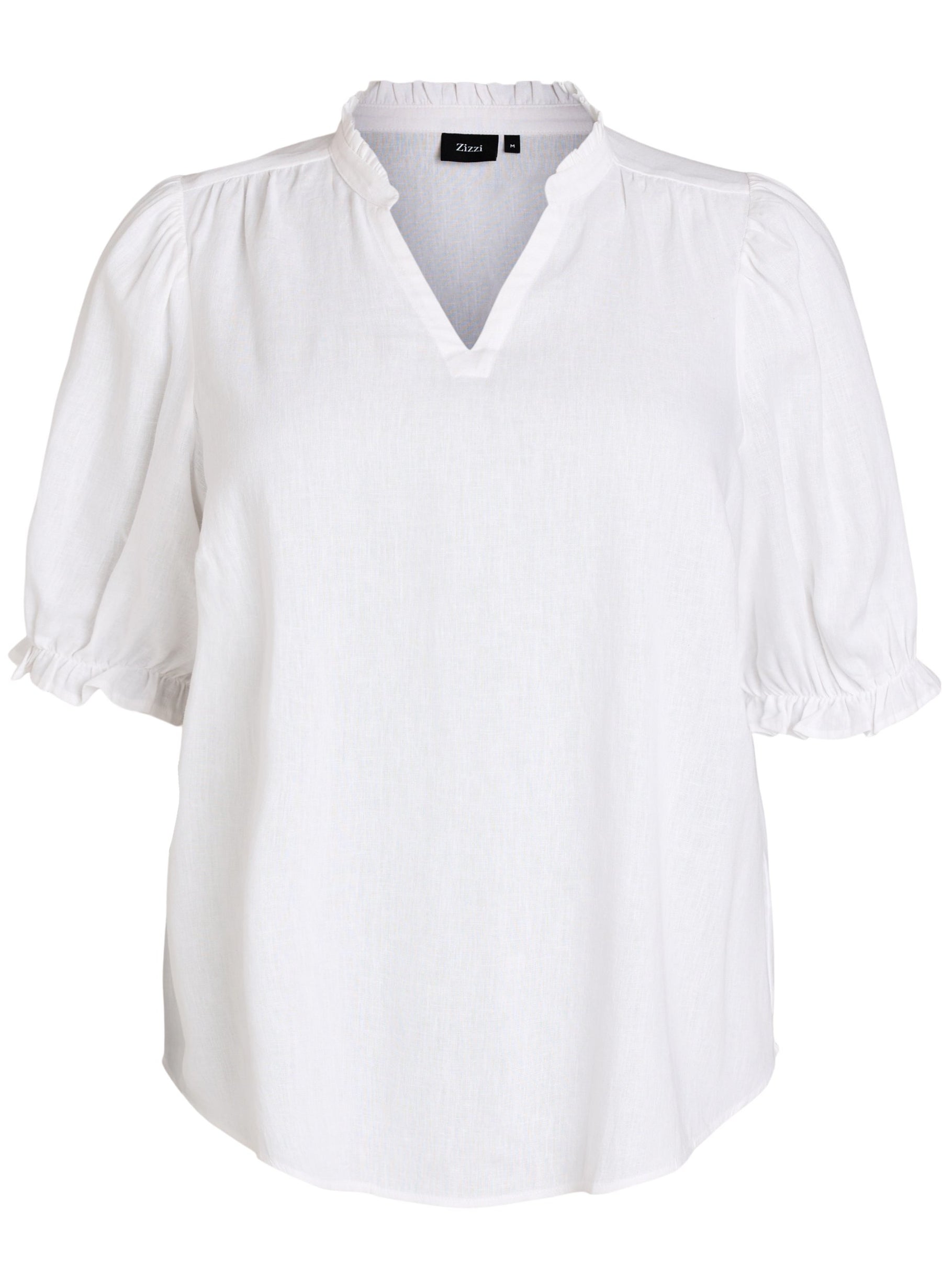 Zizzi Lina Frill Blouse in White 