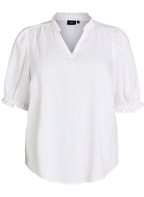 Zizzi Lina Frill Blouse in White 