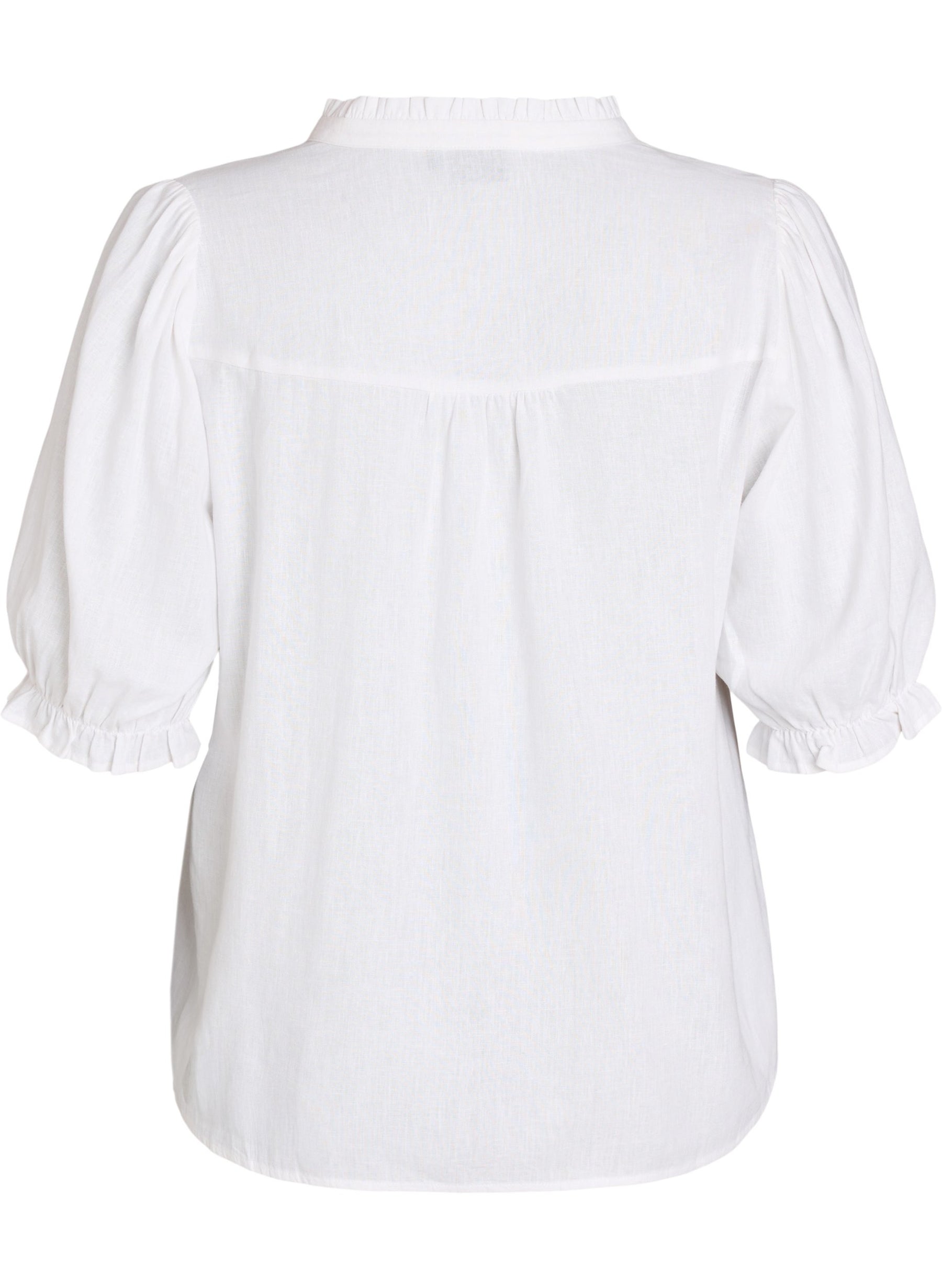 Zizzi Lina Frill Blouse in White 