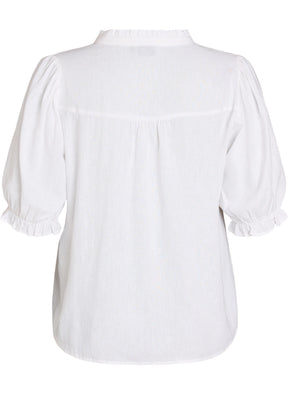 Zizzi Lina Frill Blouse in White 