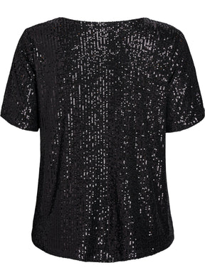 Zizzi Lina Sequin Blouse in Black