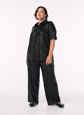 Zizzi Lina Sequin Trousers in Black