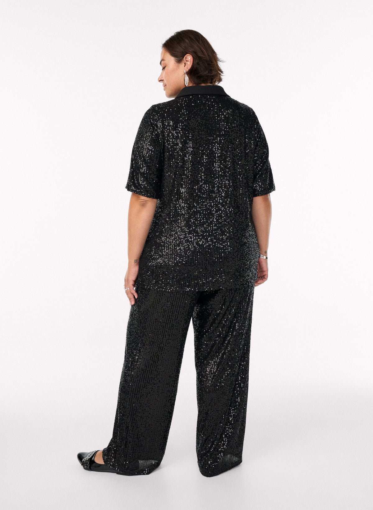 Zizzi Lina Sequin Trousers in Black