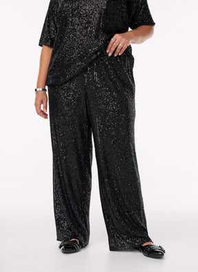 Zizzi Lina Sequin Trousers in Black