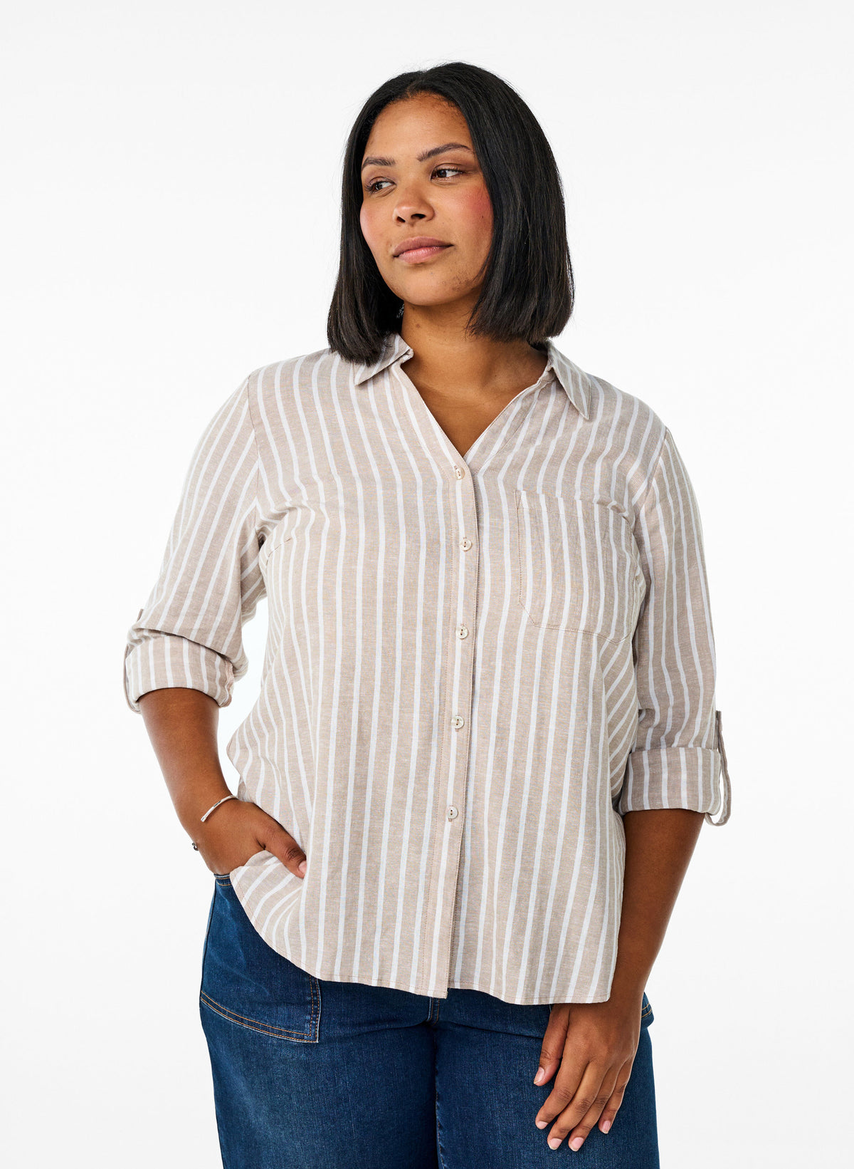 Zizzi Lina Shirt in Taupe